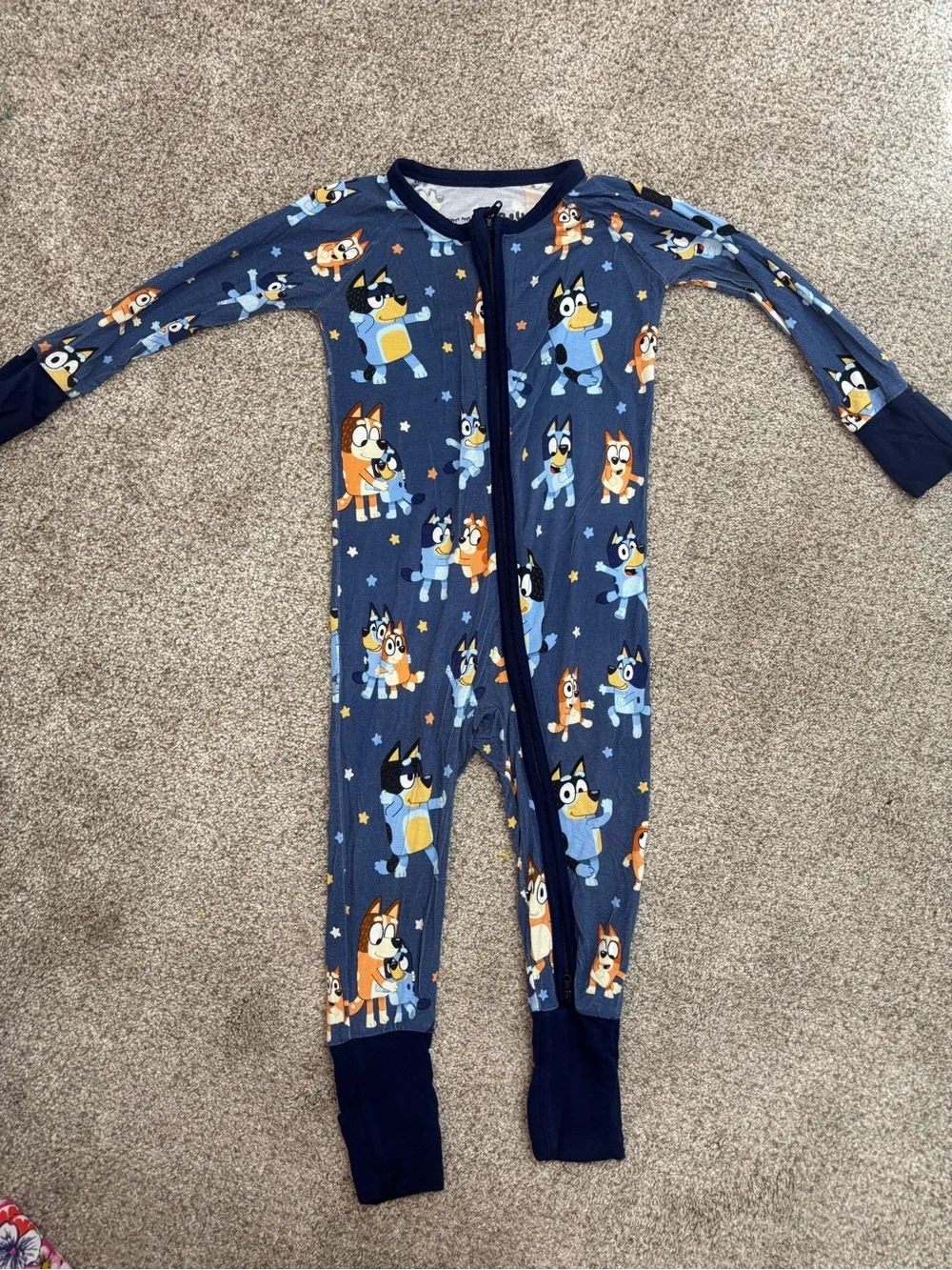 Little Sleepies Bluey Bamboo Zippy Pajamas One Piece Blue Size 6-12 months